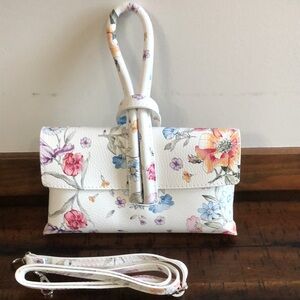 Bores Pelle Floral White Handbag- Italian luxury.